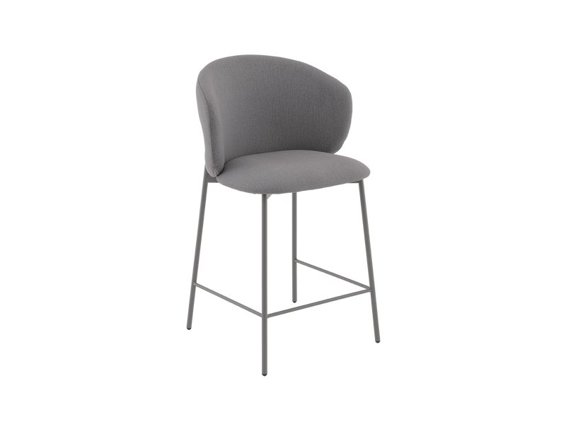 Стул полубарный Реннер Велюр Серый